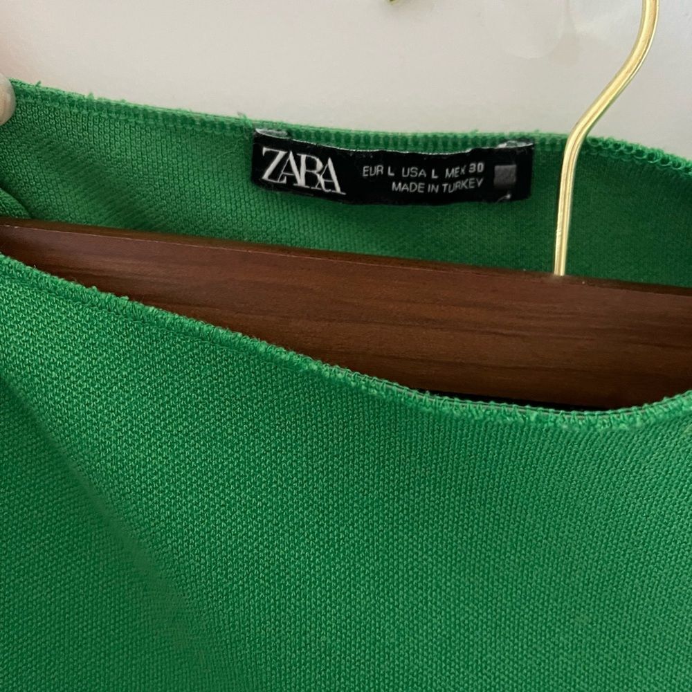 Zara Green Knit Mini Dress Short Sleeve Bodycon - Picture 8 of 8